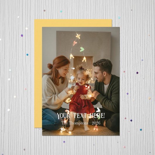 Trendy Moderne Typografie Familie Kerstfoto Feestdagenkaart