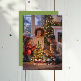 Trendy Moderne Typografie Familie Kerstfoto Feestdagenkaart