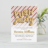 Trendy moderne uitnodiging voor push-feestje baby  (Staand voorkant)