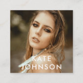 Trendy Moderne Volledige Foto QR Code Sociale Medi Vierkante Visitekaartje (Voorkant)