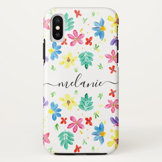 Trendy Moderne Waterverf Bloemen Apple iPhone hoes (Achterkant)
