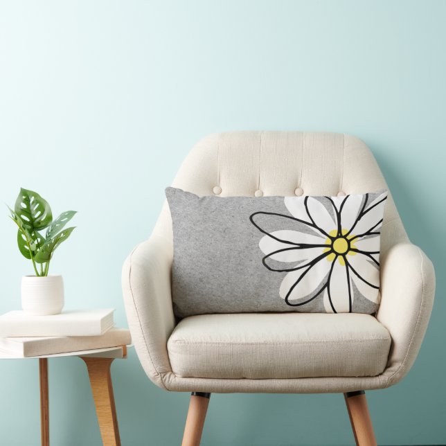 Trendy moderne witte Doodle Daisy grijs Kussen (Stoel)
