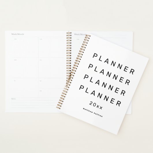 Trendy Moderne Witte Wekelijkse Gedateerde Planner (Display)