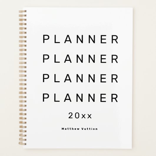 Trendy Moderne Witte Wekelijkse Gedateerde Planner (Voorkant)