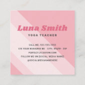 Trendy moderne yogaleraar roze foto vierkante visitekaartje (Achterkant)