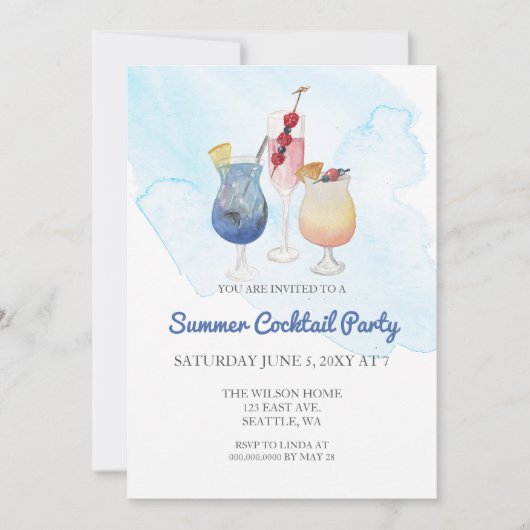 Trendy moderne zomer cocktailparty uitnodigingen (Voorkant)