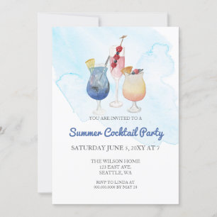 Trendy moderne zomer cocktailparty uitnodigingen