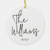 Trendy Moderne Zwarte en Witte Scriptie Bruiloft Keramisch Ornament (Voorkant)