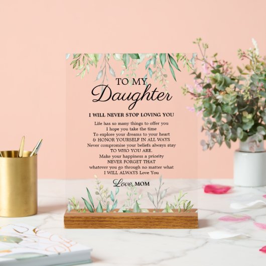 Trendy moeder naar dochter aanmoediging Gezegde Acryl Bord (Huwelijk)