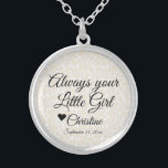 Trendy Moeder van de Bride Altijd je kleine meisje Zilver Vergulden Ketting<br><div class="desc">Ketting met dit gezegde: "Altijd je kleine meisje" gepersonaliseerd met naam en huwelijksdatum. Het is een prachtig gepersonaliseerd cadeau voor de moeder van de Bride.</div>