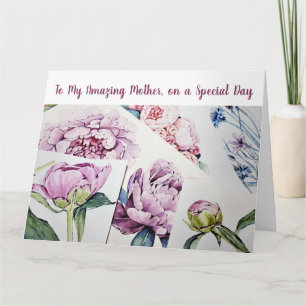 Trendy Moederliefde Watercolor Kunst Bloemen Kaart