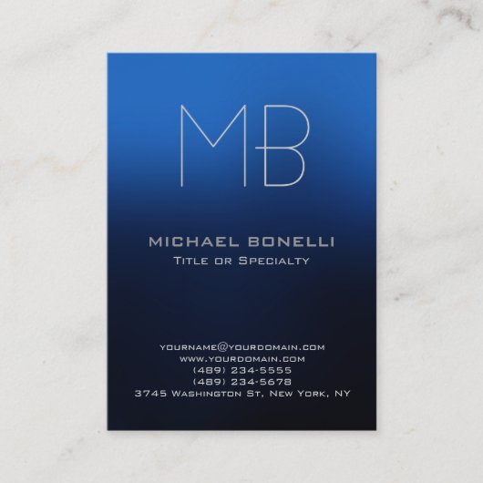 Trendy mollig modern blauw achtergrond visitekaart visitekaartje (Voorkant)