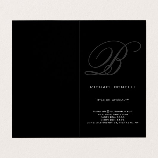 Trendy mollig modern grijs zwart visitekaartje (Buitenkant ongevouwen)