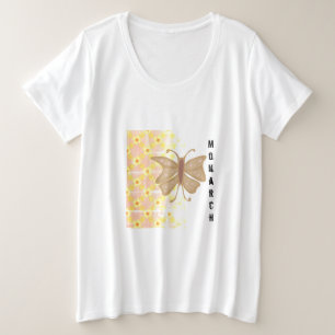 Trendy Monarch Butterfly en Pattern Abstract Grote Maat T-shirt