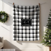 Trendy Monochrome Checkered Blanket Custom Name Fleece Deken