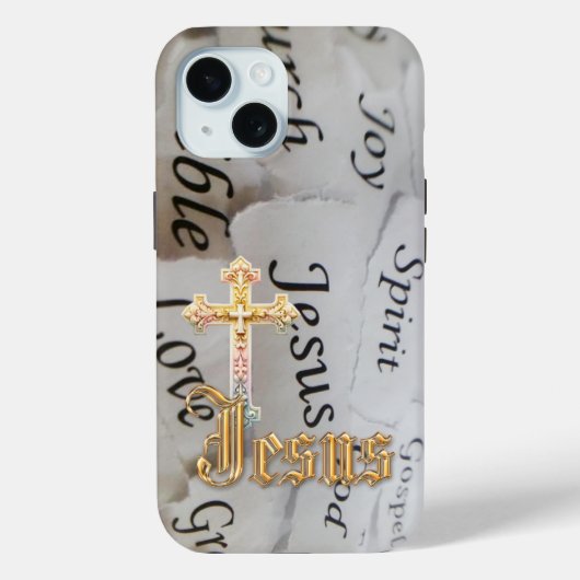 Trendy Monochroom Geloof Pastel Kruis Jezus Case-Mate iPhone Case (Achterkant)