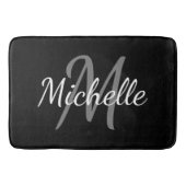 Trendy monochroom zwart-wit monogram badmat (Voorkant)