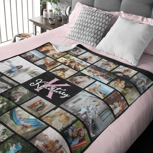 Trendy Monogram 34 x Foto Collage Fleece Deken