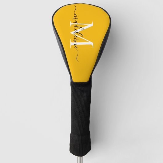 Trendy Monogram anananappel Geel en zwart Golfheadcover (Voorkant)