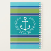 Trendy Monogram Anker Laurel Krans Stripes Aqua Planner (Achterkant)