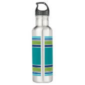 Trendy Monogram Anker Laurel Krans Stripes Aqua Waterfles (Achterkant)