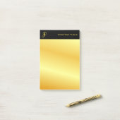 Trendy Monogram Black en Gold Elegant Sjabloon Post-it® Notes (Op bureau)