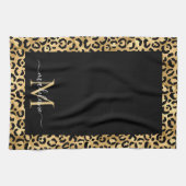 Trendy Monogram Black Gold Animal Print Theedoek (Horizontaal)