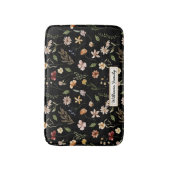Trendy Monogram Black Waterverf Floral Wildflower Badmat (Voorkant Verticaal)