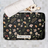 Trendy Monogram Black Waterverf Floral Wildflower Badmat
