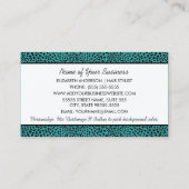 Trendy Monogram Blauwgroen en zwart Cheetah Print Visitekaartje (Achterkant)