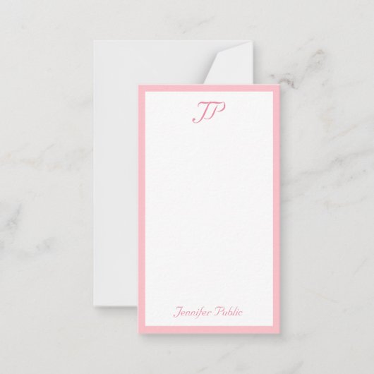 Trendy Monogram Blush Roze handgeschreven Sjabloon (Voorkant)