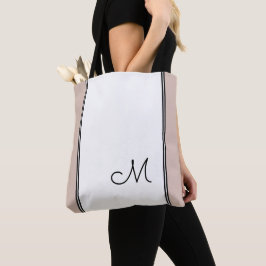 Trendy Monogram Chic Roze Wit Kleur Blok Zwarts Tote Bag