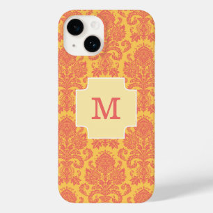 Trendy Monogram Coral Damask en Sun Custom Hoesje- Case-Mate iPhone 14 Hoesje