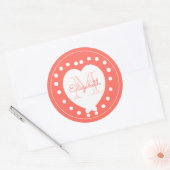 Trendy Monogram Coral White Heart Ronde Sticker (Envelop)