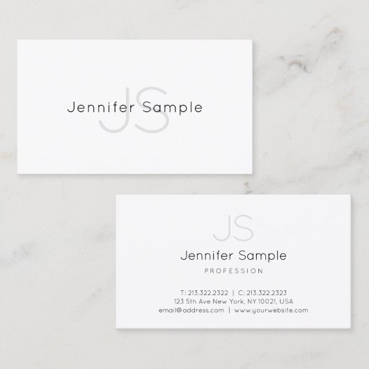 Trendy Monogram Design Minimalistic Plain Luxury Visitekaartje (Voorkant / Achterkant)