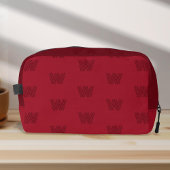 Trendy monogram, eenvoudig modern rood monogram toilettasje