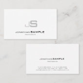 Trendy monogram Elegant Eenvoudig Gewoon Wit Visitekaartje (Voorkant / Achterkant)