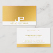 Trendy Monogram Elegant Modern Goud Sjabloon Visitekaartje (Voorkant / Achterkant)