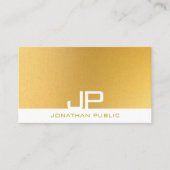 Trendy Monogram Elegant Modern Goud Sjabloon Visitekaartje (Voorkant)