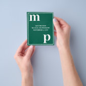 Trendy Monogram Emerald Green Budget Save the Date Flyer (Hand)
