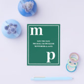 Trendy Monogram Emerald Green Budget Save the Date Flyer (Enkel)