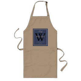 Trendy Monogram en Chef's NAME die geweldig eten m Lang Schort