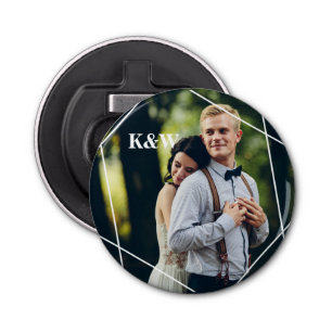 Trendy Monogram Foto Button Flesopener
