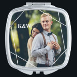 Trendy Monogram Foto Handtas Spiegeltje<br><div class="desc">Voeg uw foto's en douanemonogram toe.</div>