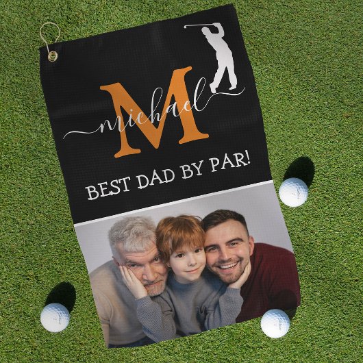 Trendy Monogram & Foto Vaderdag Cadeau Golf Handdo Golfhanddoek