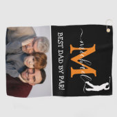 Trendy Monogram & Foto Vaderdag Cadeau Golf Handdo Golfhanddoek (Horizontaal)