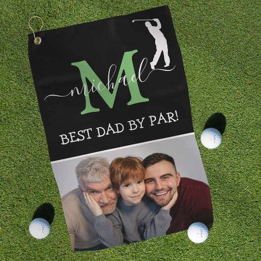 Trendy Monogram & Foto Vaderdag Cadeau Golfhanddoek