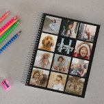Trendy Monogram Fotocollage Planner<br><div class="desc">Creëer uw eigen fotocollage gepersonaliseerde monogram jaarlijkse planner. Met 11 vierkante afbeeldingen naar keuze op een zwarte achtergrond die in elke kleur kan worden gewijzigd met behulp van het gereedschap 'Aanpassen verder'. Een geweldig cadeau voor vrienden,  familie of zelfs jezelf!</div>