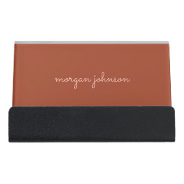 Trendy monogram | Gebrand Sinaasappel + Blush Scri Bureau Visitekaartjeshouders