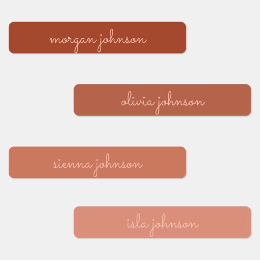 Trendy monogram | Gebrand Sinaasappel + Blush Scri Labels (Groep)